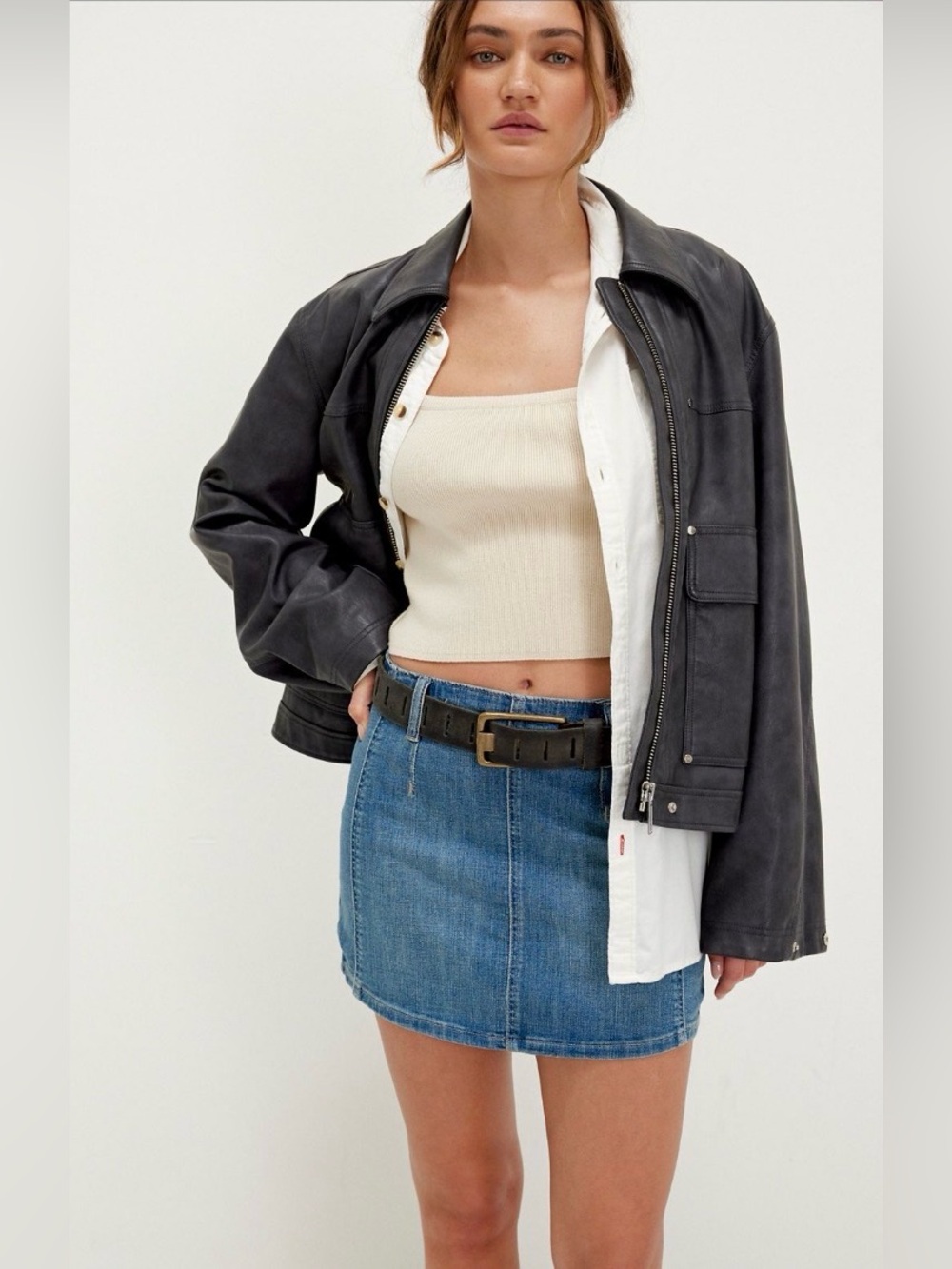 NWT🔖 Free People We The Free Daylight Denim Mini Skirt Size 27 - Picture 2 of 10